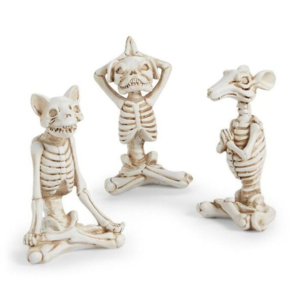 HOLIDAY LANE Halloween Set of Three Yoga Skeletons - Picture 1 of 1